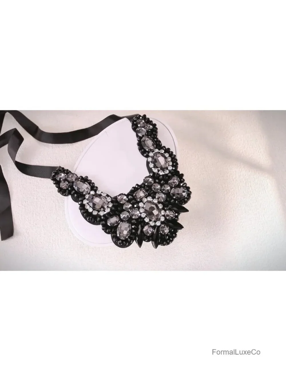 Rhinestone Crystal Bib Collar Statement Necklace Chunky